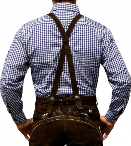 Traditioneel Beiers Overhemd Voor Lederhosen/Oktoberfest, Kleur:Paars/Geruit - Afbeelding 4