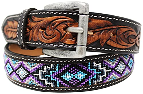 41-42 Western Rodeo Heavy Duty Beaded Full-Grain Leather Belt US Leather 26RT15