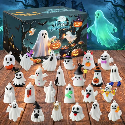 ONLYMISS Halloween Ghost Figures Party Favors Gifts for Kids Trick-or-Treat Bulk Non-Candy Toys, Halloweens Goodie-Bags Fillers with 36 Pcs Mini Ghost Figurines