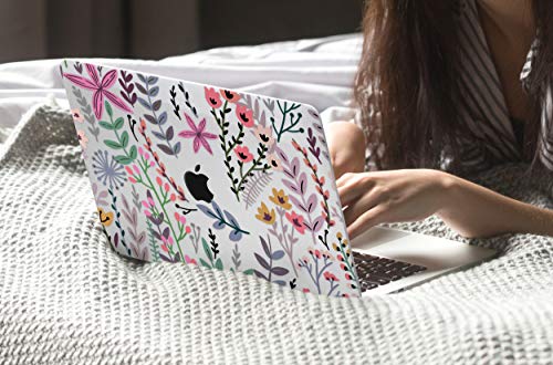 TwoL Capa rígida de flor pequena transparente e capa de teclado de silicone com protetor de tela par