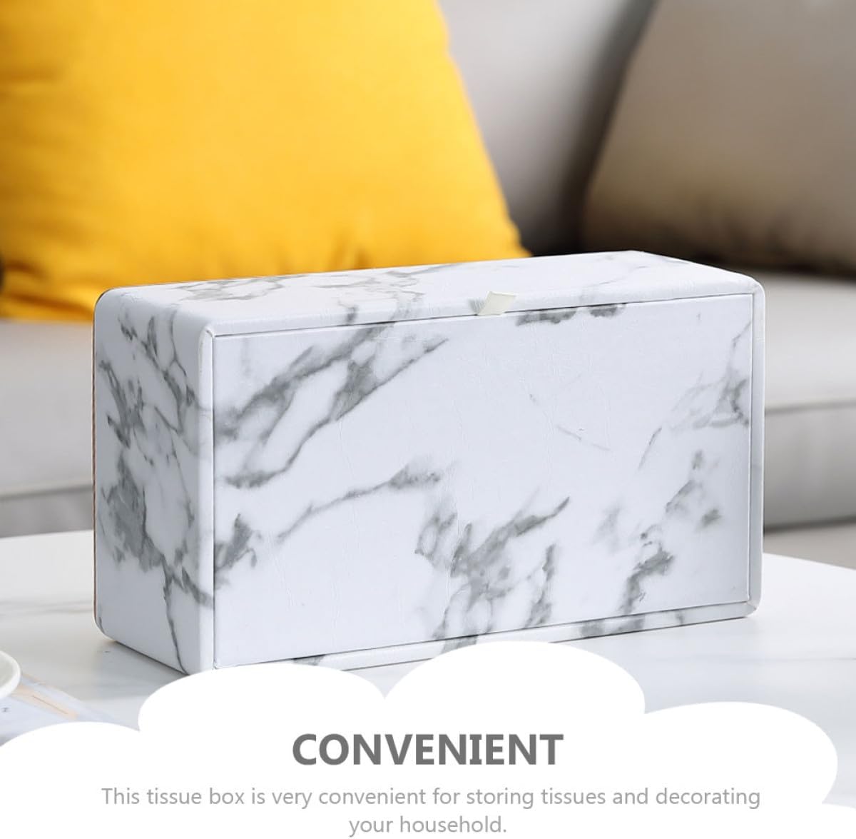 Marble Pattern Pu Leather Tissue Box Cover Large Desktop Napkin Storage Case for Living Room and Bathroom Holder