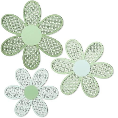 Maitys 3 Pieces Boho Daisy Wall Decor Natural Rattan Flower Wall...