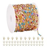 UMAOKANG Cadenas esmaltadas coloridas de 16.4 pies para hacer joyas, acero inoxidable chapado en oro, cadena fina, collar, pulsera, suministros de bricolaje