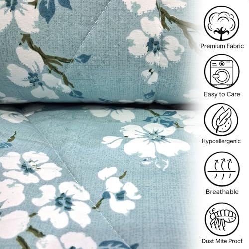 Image of MORADO Glace Cotton AC Comforter /Blanket /Quilt for Double Bed | Ultra Soft & Lightweight | All Season Reversible Comforter | Cozy Bedding for Home & Hotel | Size 90x100 Inches,White Jasmine,Double
