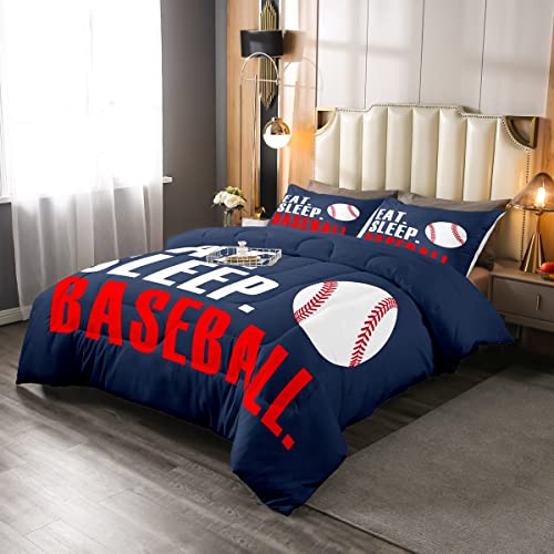 Image of Feelyou Baseball Bedding Set Queen Size 3Pcs for Boys Girls Women Men