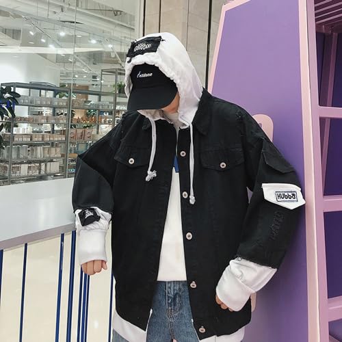 Anime Hoodie Denim Jacket Women's Ripped Long Sleeve Jean Trucker Jackets Girls Button Down Sweatshirt3