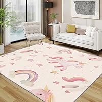 Unicorn Rug - Rainbow Star Fantasy Pink Small Rugs for Bedroom 40x60, Cute Dreamy Kids Girls Floor Mat Soft Washable Non Slip Indoor Mats, Unicorn Home Decor