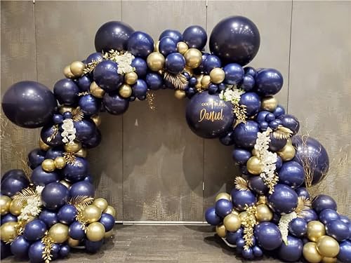 Image of Jobkoo Pearl Navy Blue Balloons 12 Inch, 60 Pcs Dark Blue Pearl Balloon for Arch Garland, Pearl Navy Night Blue Helium Latex Balloons for Men Birthday Baby Shower Graduation Wedding Party Decorations