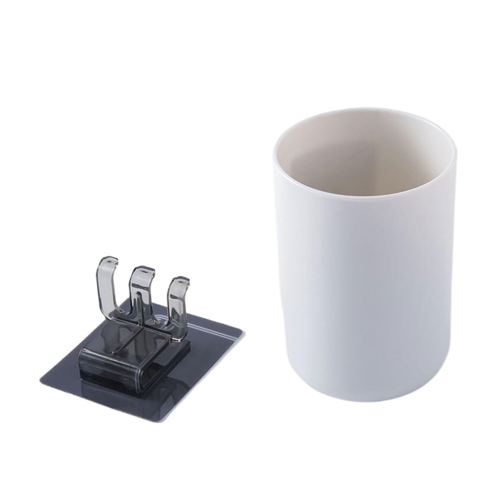 1pcs 300ml Mouthwash Cup & Wall Sticker Toothbrush Holder, Plastic Bathroom Storage Organizer(With White Cup)