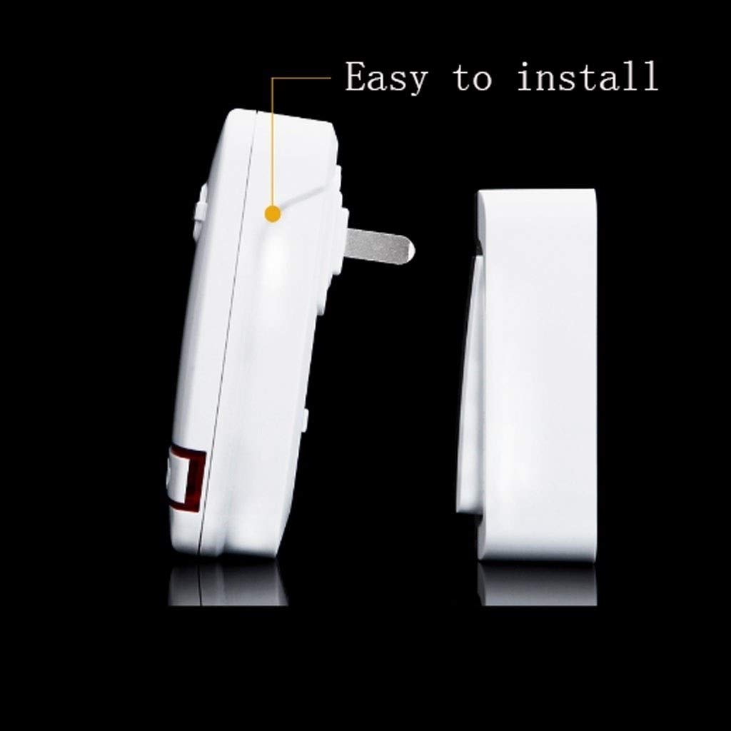 Timbre Inalámbrico Kit inalámbrico de timbre impermeable con 1 transmisor y 2 receptores 38 Melody Launchers Self Power Generation (Blanco) Timbre de Puerta