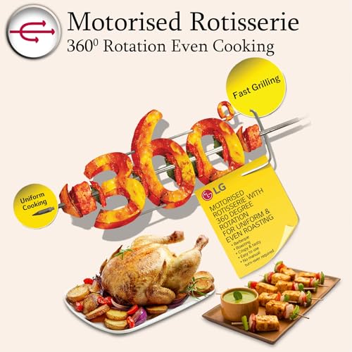 Image of LG 32 L Convection Microwave Oven (MC3286BRUM, Black, 360 Motorised Rotisserie for Bar-be-queing, 301 Auto Cook Menu, Stainless steel cavity, Indian Cuisine, Tandoor Se, Steam Clean & Diet Fry)