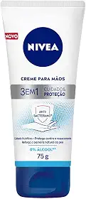 NIVEA Creme para Mãos Ação Antibacteriana 3 em 1 75g - Creme 3 em 1 com ação antibacteriana e sem álcool etílico, hidrata e protege as mãos do ressecamento, fortalecendo a barreira natural da pele