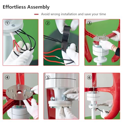 Kit generatore Eolico con regolatore di Carica, generatore a turbina Verticale, generatore Eolico Verticale con Design a Lanterna Rossa, energia eolica efficiente per Giardino e Barca, mulin
