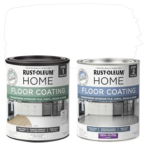 Rust-Oleum 367598 Home Interior Floor Coating Kit Semi-Gloss Ultra White