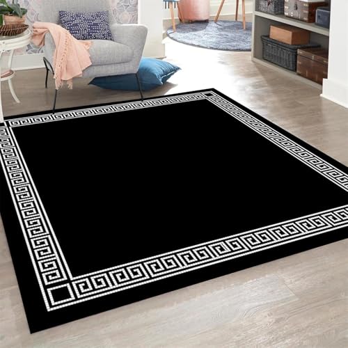 Tapete geométrico negro y blanco 61x61 cm lavable
