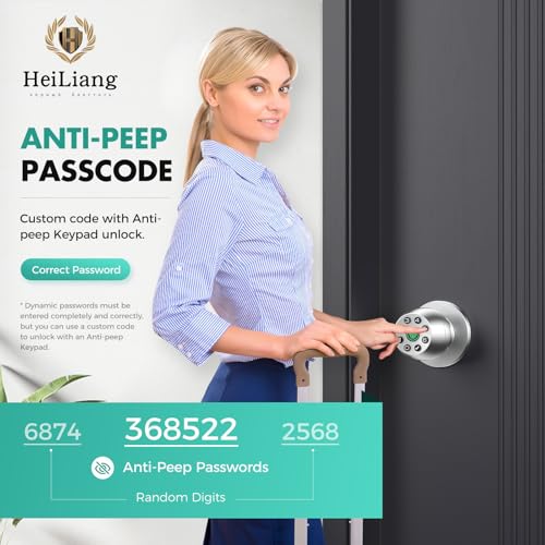Fingerprint Door Lock, smart Door knob with Fingerprint and keypad Password, App-Controlled biometric Door Lock, keyless Entry, Suitable for bedrooms, Offices, Hotels, Apartments (Matte Silver)HL-6 by HEI LIANG - Used condition - Image 5