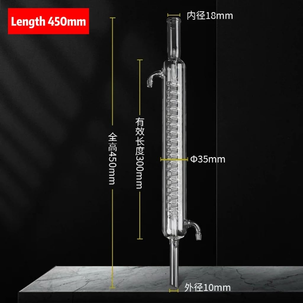 1 szt. Laboratoryjna rurka skraplacza serpentynowego do destylacji – standardowy port, długości 290/380/450 mm, kolba do użytku laboratoryjnego(Length 450mm)