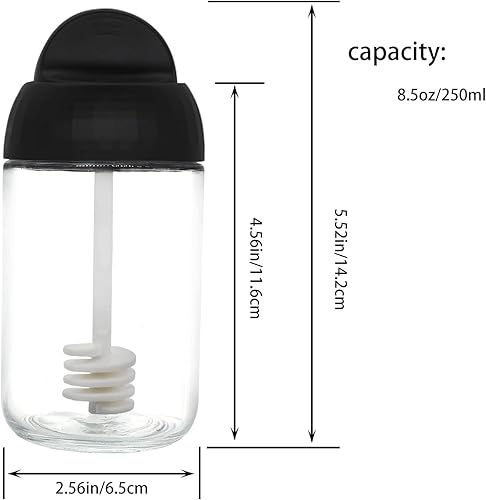 Miniatura 2 de Abwuulq Botella de miel, tarro de miel de vidrio, con tapa de cuchara, 8.5 onzas (azul)