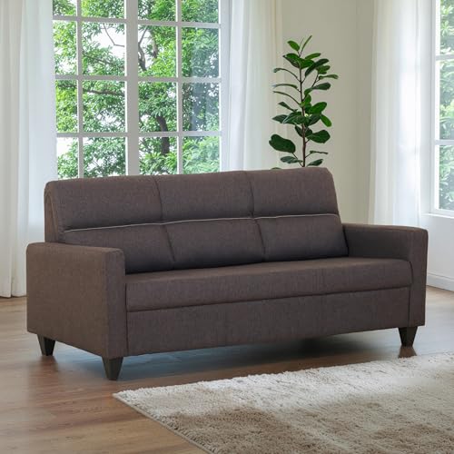 Image of Home Centre Helios Clary Brown Fabric 3-Seater Sofa - 173cm