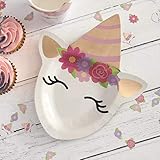 Características - Paquete de 8 placas a todo color con detalles de oro rosa. Cada plato mide 23cm.