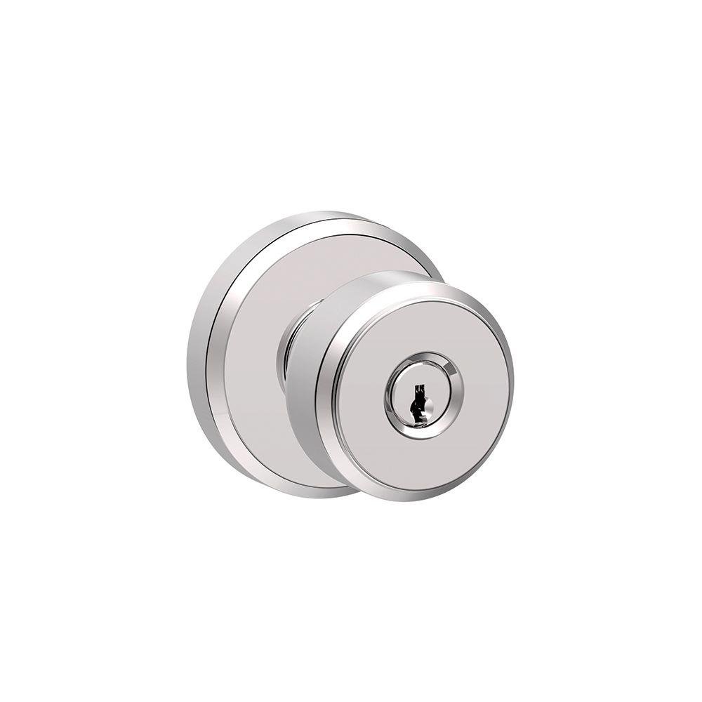 SCHLAGE Bowery Keyed Entry Door Knob, Interior/Exterior, Bright Chrome