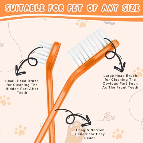 Image of oruola 12Pcs Dual Headed Dog Toothbrush,Toothbrush for Dogs Small Breed,Dental Hygiene Soft Toothbrushs to Clean Pet Teeth,Dog Tooth Brush for Small to Large Dogs, Cats and Most Pets, 12 Color