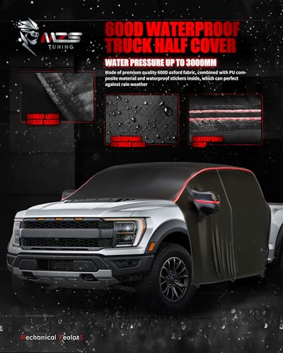 Image of MZS Cab Cover Compatible with F150 F250 Super Crew 2015-2026, 600D Waterproof Truck Half Cover with Driver Door Zipper Antenna Hole, All Weather Rain Snow UV Protection Car Cab Covers