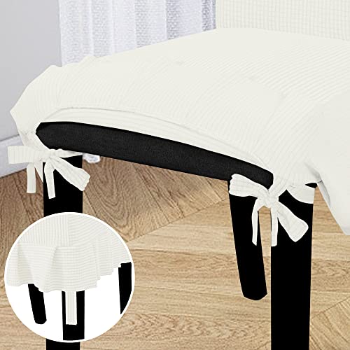 Easy-Going Dining Chair Covers Stretch Parsons Chair Slipcover with Skirt Chair Covers for Dining Room Restaurant Banquet (2 PCS, Cream) - Image 6