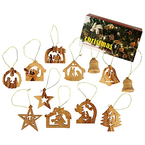 Christmastreeornamentsmadefromolivewoodsetof12handcrafteddecorationschristianornamentsfrombethlehemtheholyland Urban Country Home Decor Christmas tree ornaments made from olive wood set of 12 handcrafted decorationschristian ornaments from bethlehem the holy land urban country home decor