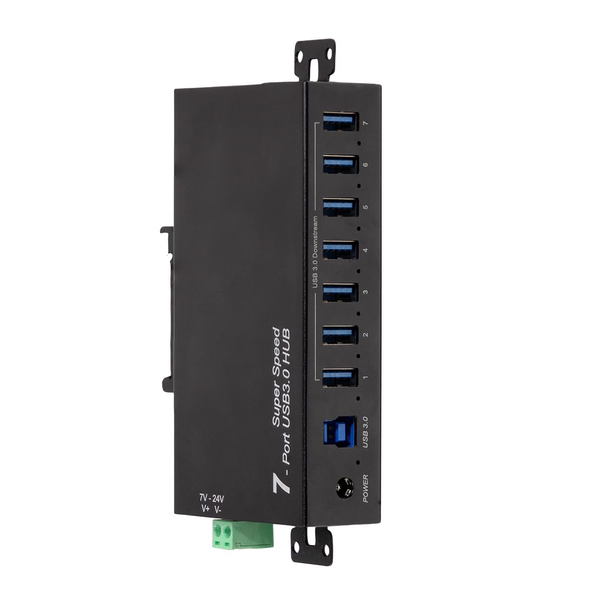 LogiLink Hub a 7 porte (USB 3.0) con alimentatore, design industriale, 5 Gbps, 10 W, con sovracorrente, sovratensione e protezione da cortocircuito