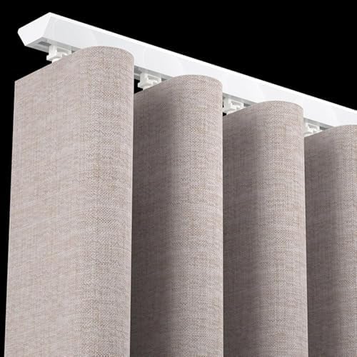 Adjustable Heavy-Duty Ripplefold Curtain Track Set, 3.3ft to 9.7ft, Easy Installation V-Slide Ceiling Mount for Smooth Sliding Curtains, White, 6.6ft Length, 4.4m (14.4ft)