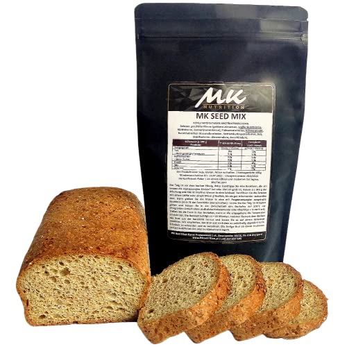 KETO Bread 0.4g carbs|MK Seed Mix| 680 g für 2 Brote (1,3kg) | Eiweißbrot Backmischung | Kohlenhydratarme Keto Brot | 15 g Protein | für Low Carb, Keto & Diabetiker