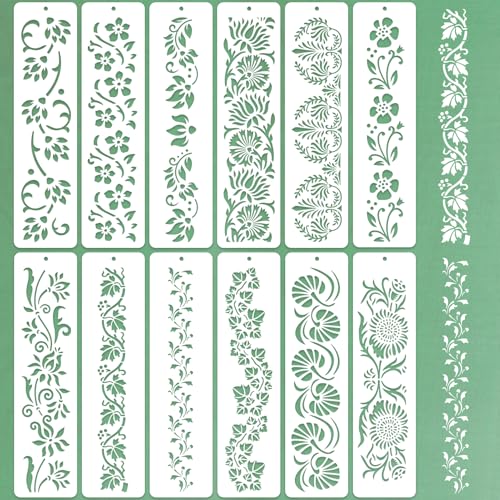 Opiniones y reviews de Hornos de azulejos . 28 12 plantillas de borde de flores grandes para pintar, reutilizables de plástico con borde floral para hornear plantilla de vid, plantillas de pintura para manualidades, azulejos...