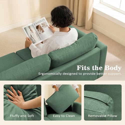 Image of Gericco Mid Century Modern 89 inch 3-Seater Couch for Living Room, Green