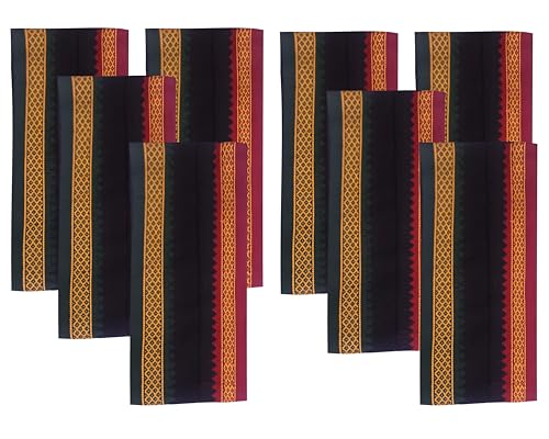Image of Handloom Cotton + Polyester Mix God Towel | Gamcha /Angocha Towel | Fast Absorbing Bath Towels |Pack of 8 | Size 76 x 168 cm | Black