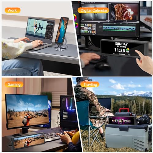 Image of 8.8 Inch Small Touchscreen Monitor, PC Temperature Display 1920x480, 60Hz HDMI PC Sensor Panel Display, IPS Mini Screen for Raspberry Pi, AIDA64 CPU RAM Data Temperature Monitor for ARGB Computer Case