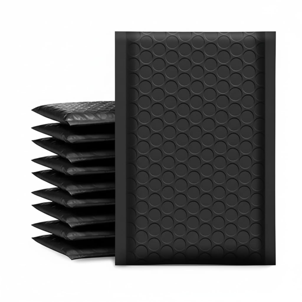 Bubble Mailers 100 Pack, Matt Foil Bubble Mailer Waterproof Self Seal Shipping Gold Silver Black or Pink, Padded Envelopes for Mailing Packaging (Matt Black, 140ร175mm) โ image 1
