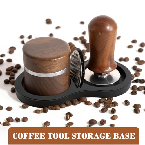 Image of Supvox Coffee Tamper Storage Stand 2 in 1 Silicone Base for 51-58mm Tamper & Distribution Tool, Silicone Organizer Dock Organizer, Espresso Coffee Machine Tools