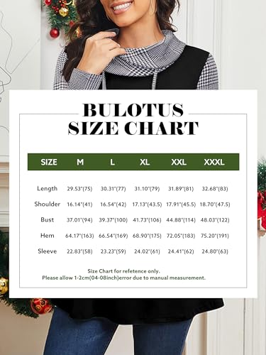 Bulotus Fall Sweaters for Women 2025 Cowl Neck Asymmetrical Long Tunics for Leggings Vacation Travel Tops with Pockets