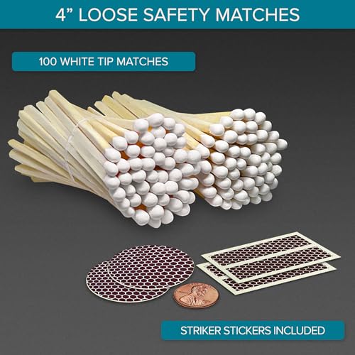 434 classic white tip matches 100 count with striking stickers included  decorative unique amp fun for your home gifts accessories amp events  premium long wood safety matches by thankful greetings