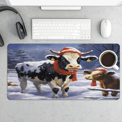 Christmas Snow Cow Desk Pad con Base de Goma Grande 60x30 cm miniatura 5