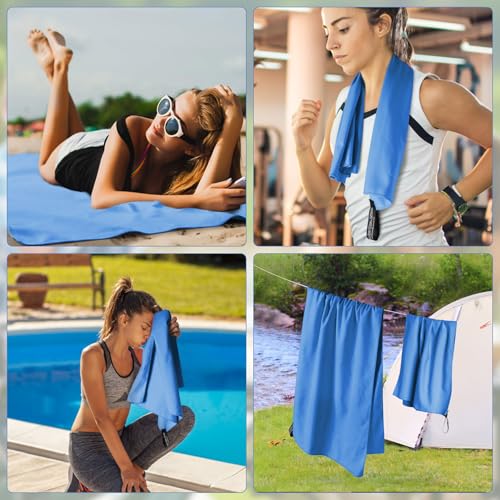 Jokisa Mikrofaser Handtuch 2er Set, 180X90cm Strandtuch Mikrofaser + 80X40cm Sporthandtuch, Schnelltrocknendes & Sandfrei Handtücher für Outdoor Sauna Strand Trekking (Hellblau)