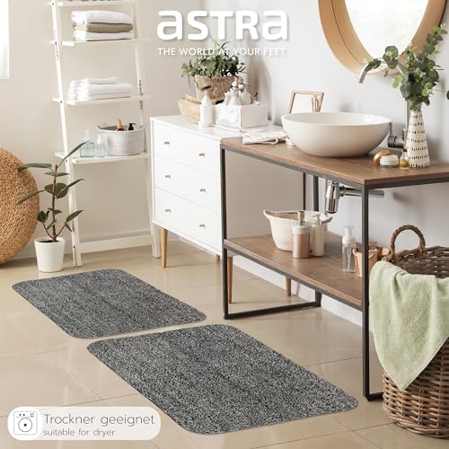 Astra Schmutzfangmatte innen waschbar 40x60 cm – Sauberlaufmatte anthrazit 100% Baumwolle Türmatte - Entra SAUGSTARK - rutschfeste Fußmatte pflegeleicht