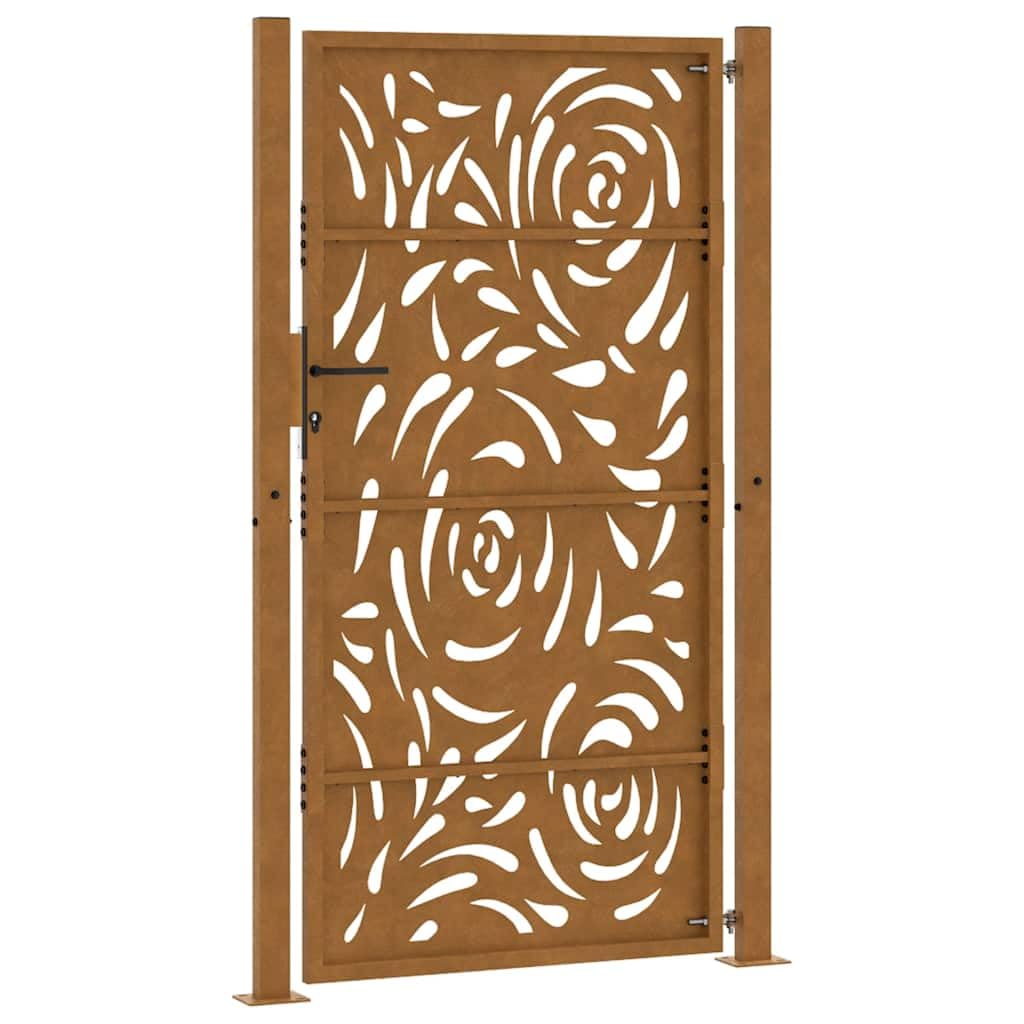 vidaXL Portail de jardin 100x175 cm en acier patiné motif flamme