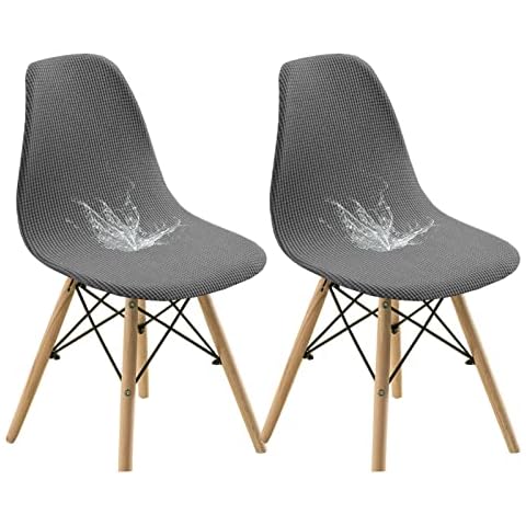 Bestenrose Water Resistant Shell Dining Chair Cover Jacquard Stretch Armless Chair Slipcovers Removable Washable Seat Cover for Kitchen Banquet Home Hotel Side Chairs Slipcover (set of 2, Dark Gray) Cover