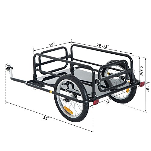 BUY JOY Steel Frame Bicycle Bike Cargo Trailer Luggage Cart Carrier 110lb Hauler - Thumbnail 5