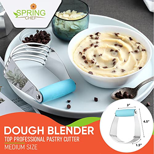 Image of Spring Chef Medium Dough Blender Hand Tool, Durable Pastry Cutter, Aqua Sky