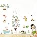 Forêt Hibou Sauvage Singe Tortue Arbre Stickers Muraux pour Enfants Chambres Décor Animaux de Bande Dessinée Stickers Muraux Art PVC Affiches DIY Mural