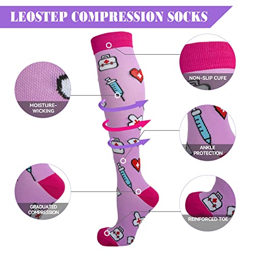 LEOSTEP Compression Socks for Men & Women (4Pair) Non-Slip Long Tube Stocking Ideal for Running,Travel,Flight - Image 3