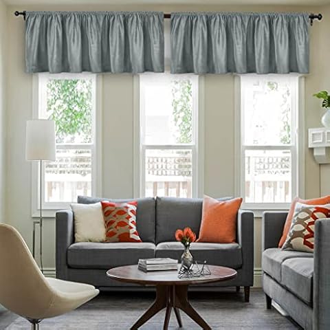 Dark Grey Valances for Windows 2 Pack Clearance Privacy Kitchen Window Valances Rod Pocket Velvet Light Filtering Valances Only 18 Inches Length Short Curtain Valances for Living Room Cover